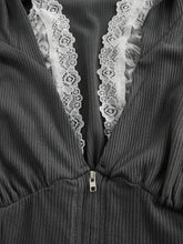 Women's Casual Lace Patchwork Hooded T-Shirt, Mock 2-Piece Design